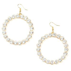 Oversized White Rhinestone Hoop Earrings |Holiday Glamorous Statement Jewelry